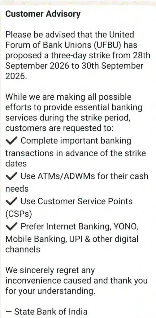 Bank Strike Affected Services